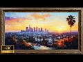 Los Angeles Sunset Skyline 4K Screensaver | Impressionist Cityscape Frame TV Art Display
