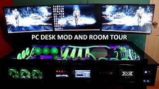 My gaming setup, PC desk mod and room tour!!