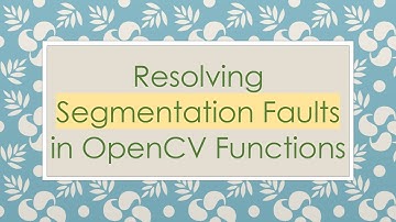 Resolving Segmentation Faults in OpenCV Functions