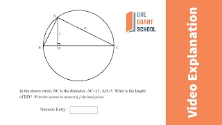 GRE Quant School- Question- 467: In the above circle, BC is the diameter ....