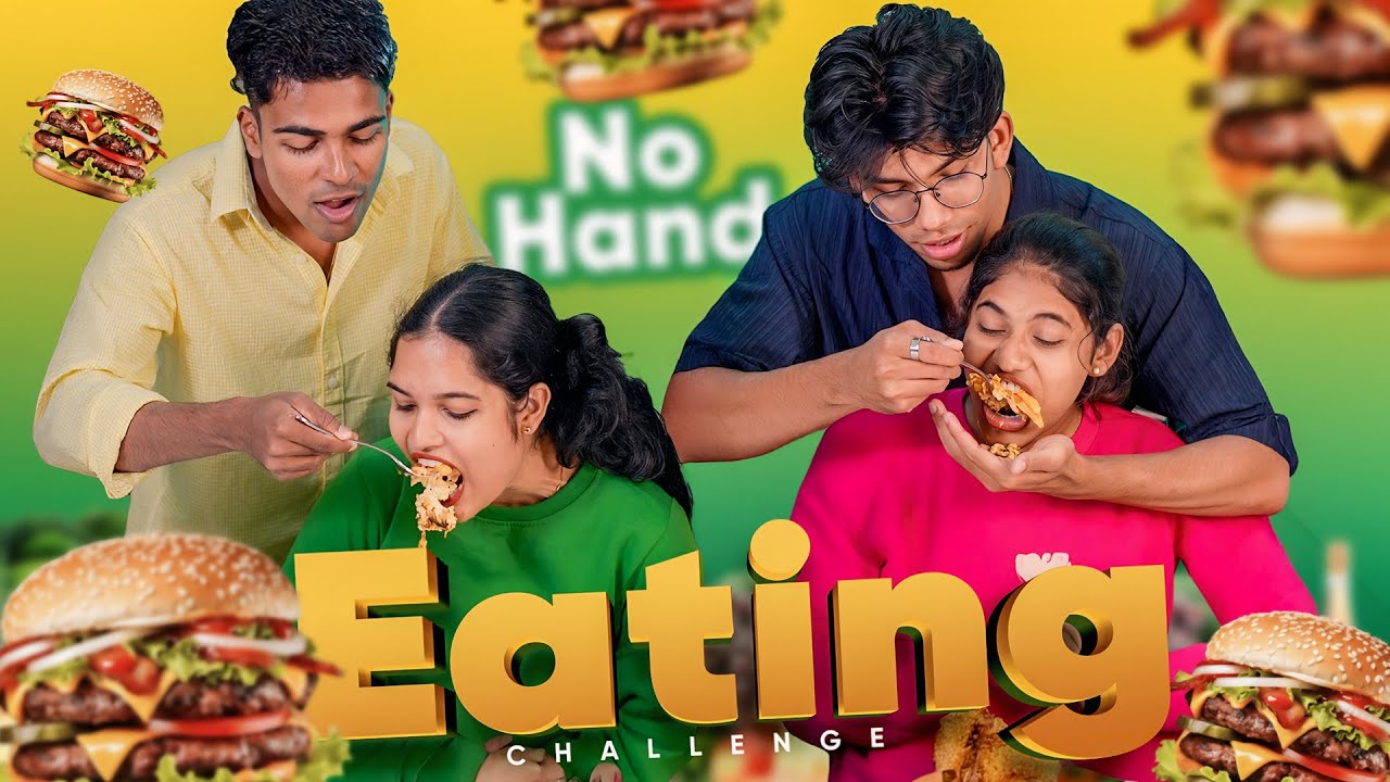 NO HAND 😂 EATING CHALLENGE - Chattambees
