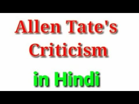Allen Tate's Criticism and his Concept 