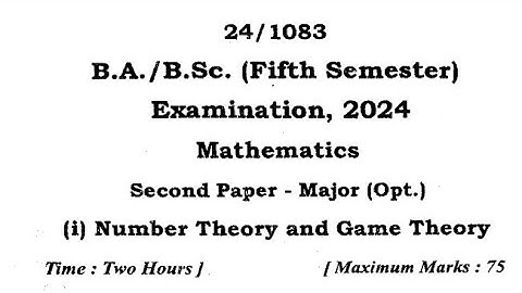 MGKVP || B.sc 5th Semester || Mathmatics || Second Paper || Number Theory and Game Theory
