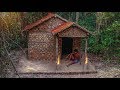 Building The Most Beautiful Wooden House Villa With Red Mud Roof