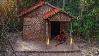 Building The Most Beautiful Wooden House Villa With Red Mud Roof