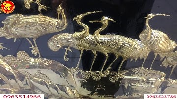 Bức tranh đồng mạ vàng tùng hạc diên niên cho khách quảng ninh dài 2,33 m