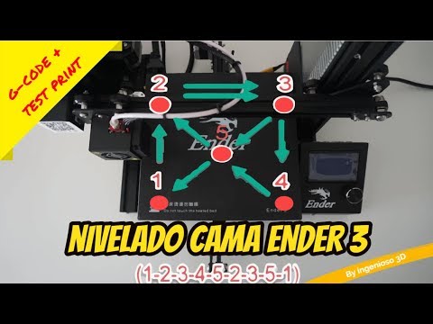 Ender 3 nivelado cama G-CODE + test print