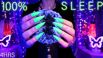 ASMR Fluffy Mic Scratching and Inaudible Whispering (Light Rain + Echo) 8.5 Hours NO MIDROLL ADS