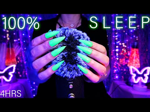 ASMR Fluffy Mic Scratching and Inaudible Whispering (Light Rain + Echo) 8.5 Hours NO MIDROLL ADS