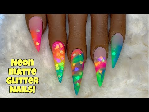 Neon Matte Glitter Nails | Nail SUgar | Naio Nails