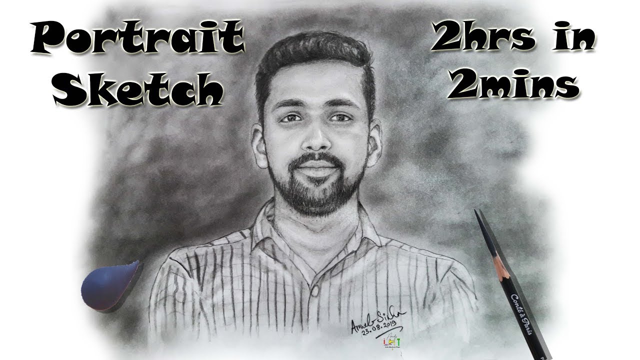 Charcoal Pencil Portrait Sketch Charcoal Pencil Sketch Live YouTube
