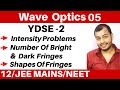 Wave Optics 05 : YDSE -2 II Intensity in YDSE II Number of Maximas and Minimas II Shape Of Fringes