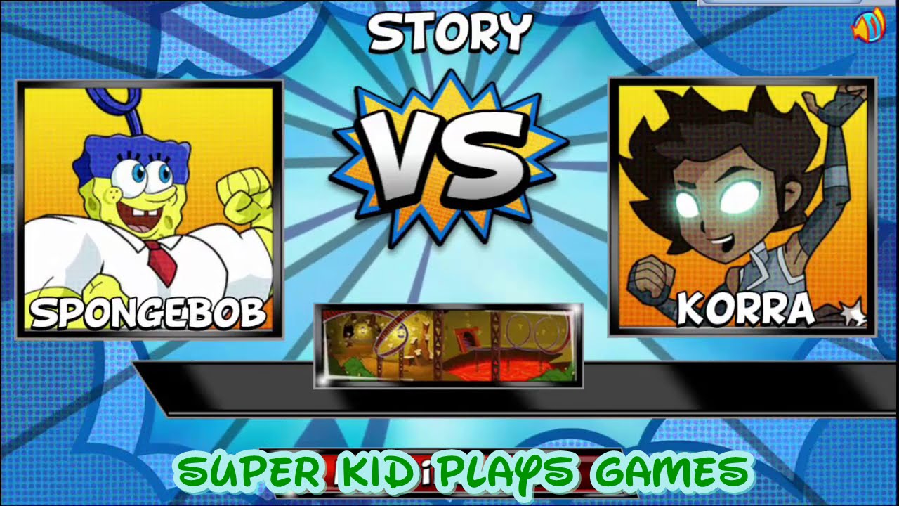 Super Brawl 4 - SpongeBob SquarePans vs Korra - Cartoon Movie Game 2015 HD