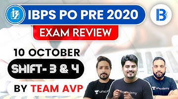 6:00 PM - IBPS PO Prelims (10 Oct 2020, 3rd & 4th Shift) | Exam Analysis & Asked Ques by Team AVP