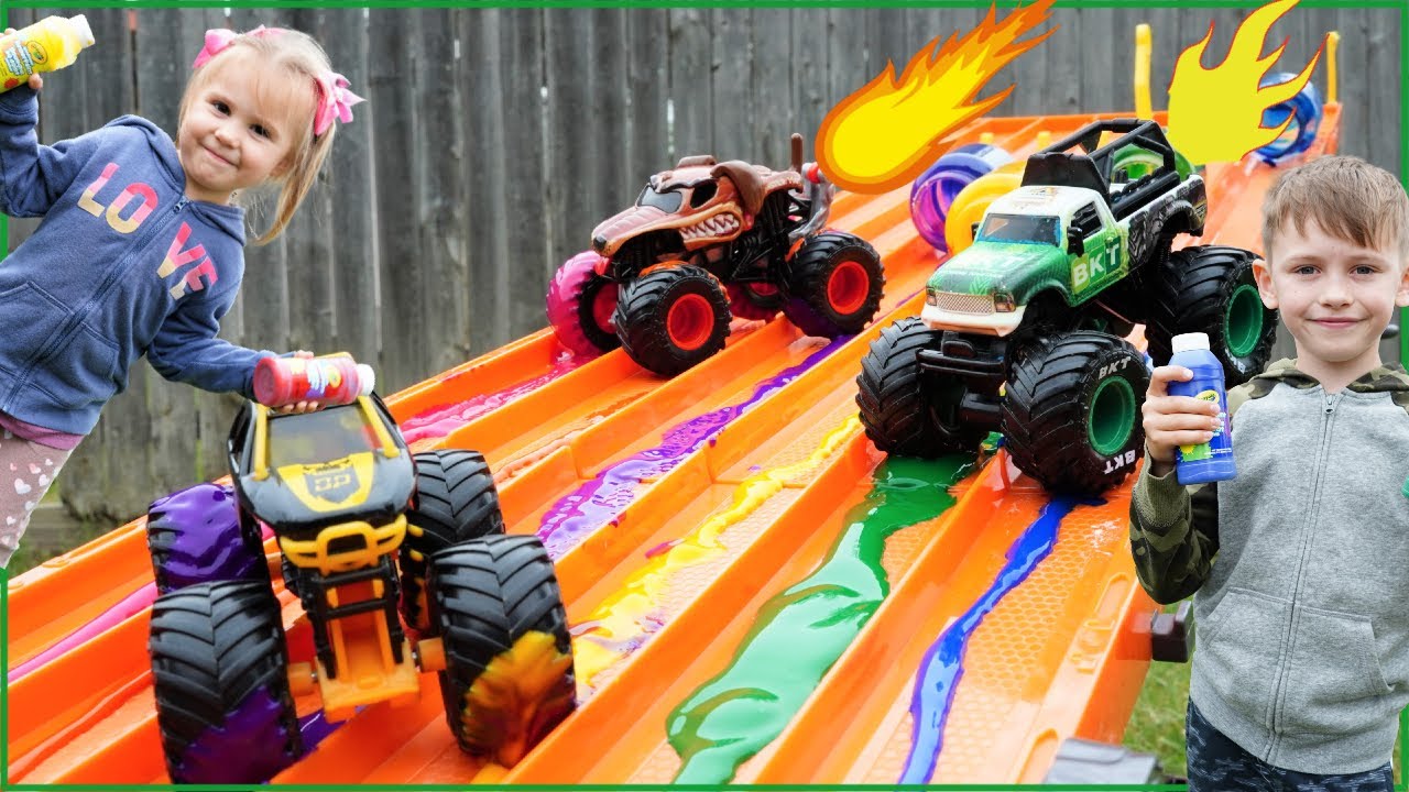 Monster Trucks Painting and Learning Colors Art For Kids YouTube