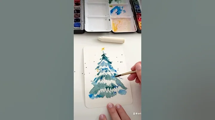 Let’s paint a Christmas tree #diy #christmastree #art #watercolor