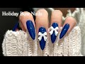 【初心者さん必見🔰】簡単ワンカラー🌟ホリデーリボンネイル🎄🎀/チップで長さだし💅/セルフネイル/ASMR