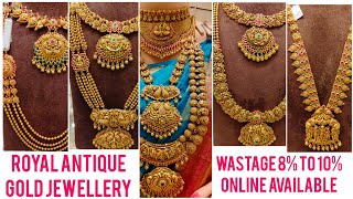 Gold Antique Wedding Jewellery| Timless Temple Collection Wastage 8% To 10% | Gold statement Designs