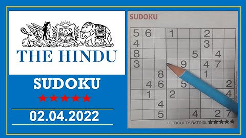 The Hindu  Sudoku Apr 02, 2022 - 5 Star - The Solution