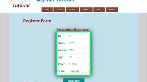 REGISTER FORM in Asp .net