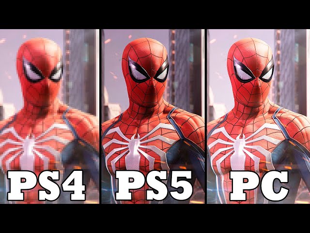 Spiderman PC Release Comparison 4K 60 FPS (PS4/PS5/PC) 