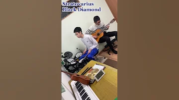 フィンランドのメタルバンドの曲をクラシックギターと家ドラムで練習 Stratovarius Blackdiamond Japan Classicguitar Drums 