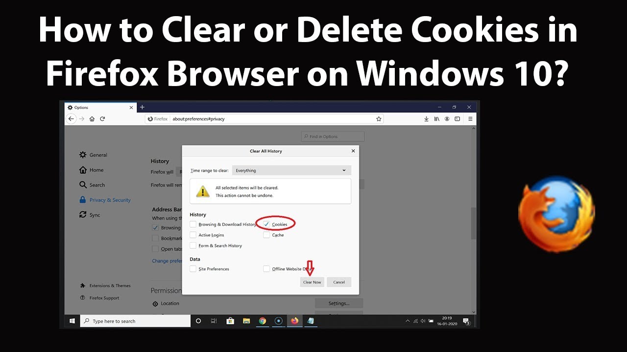 How to Clear or Delete Cookies in Firefox Browser on Windows 10? - YouTube