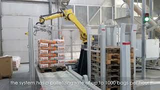 Palletising up to 1000 bags per hour with a FANUC robot M710iC/70