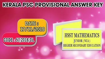 HSST MATHEMATICS ( Junior ] NCA Solved Paper | 57/2018/OL | 17/11/2018 |