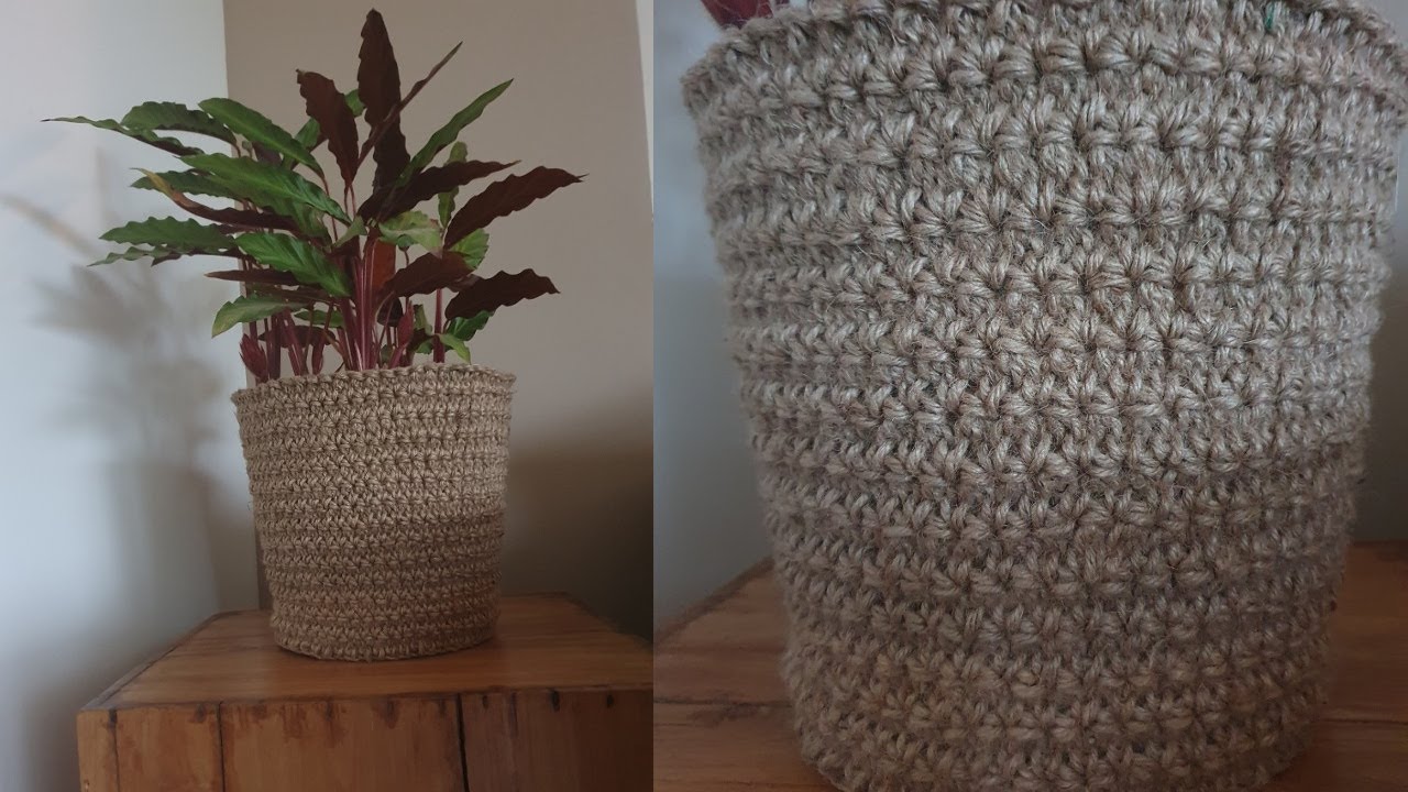 How to Crochet JUTE PLANT BASKET YouTube