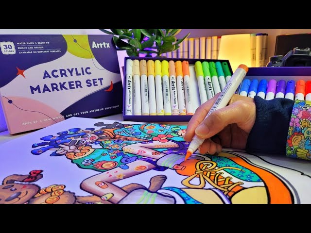 Let's use Arrtx Acrylic Markers to create a beautiful portrait! Sketchbook  drawing, painting