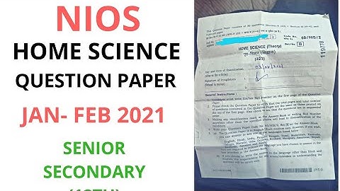 Nios Home science Question paper jan-feb 2021|Senior Secondary(12th)|AprilExam2021 ImportantQuestion