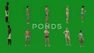 Download 3D Human Model Several Beautiful And Attractive Bikini Men And Women In Swimsuits Shorts