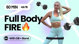 60 Min Full Body Dumbbell & Resistance Band Workout at Home | Strength + Cardio Burn