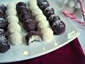 BOLITAS DE COCO CUBIERTAS DE CHOCOLATE (POSTRE NAVIDEÑO - FÁCIL Y RÁPIDO)