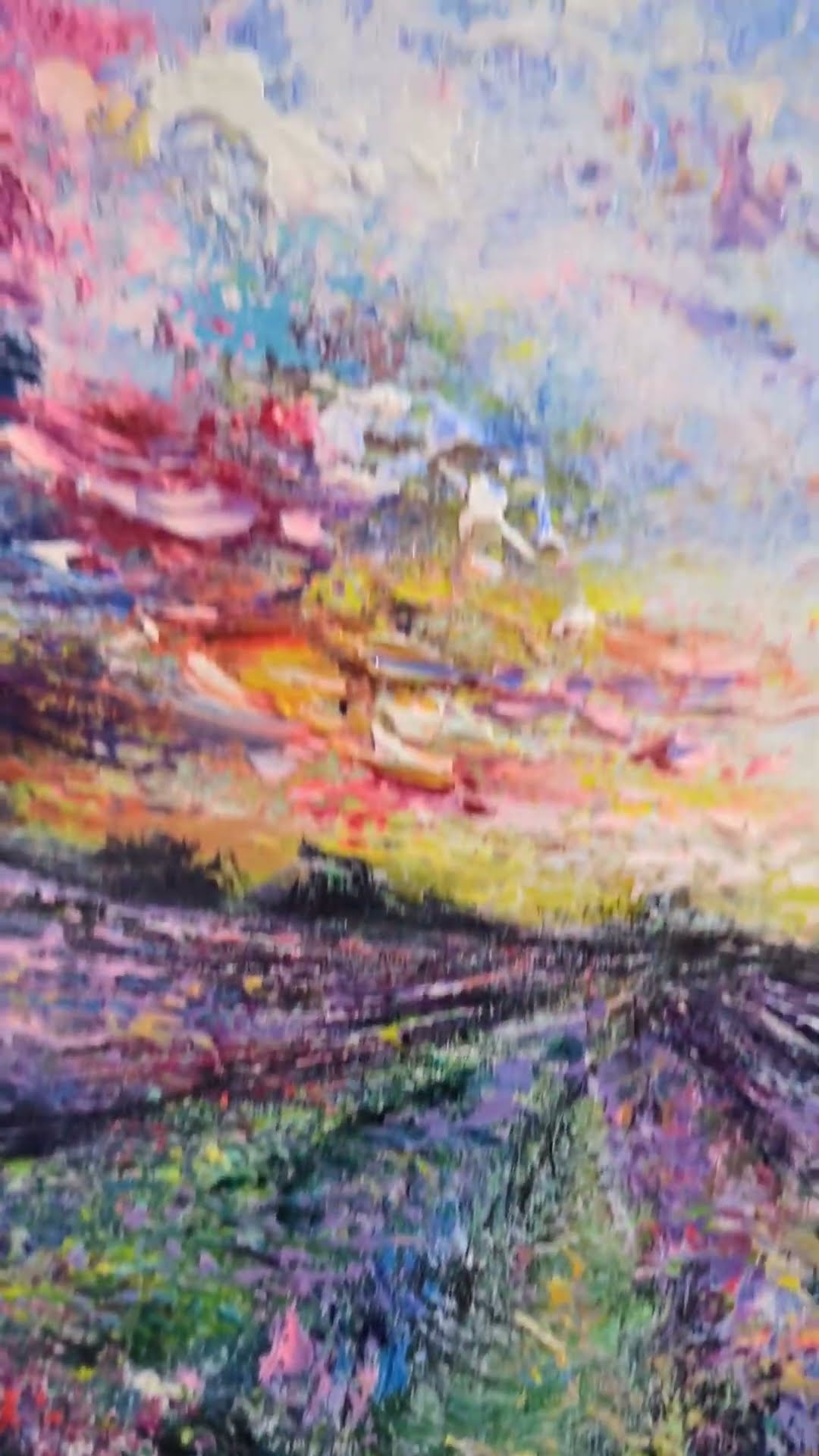 Hot Air Balloons Over Lavender Field — video of Volodymyr Myriyevskyy painting in the studio