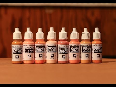 Acrylicos Vallejo Face and Skin Tones, Model Color Paint, 1/2 Fl. Oz.  Bottles, 8 Colors