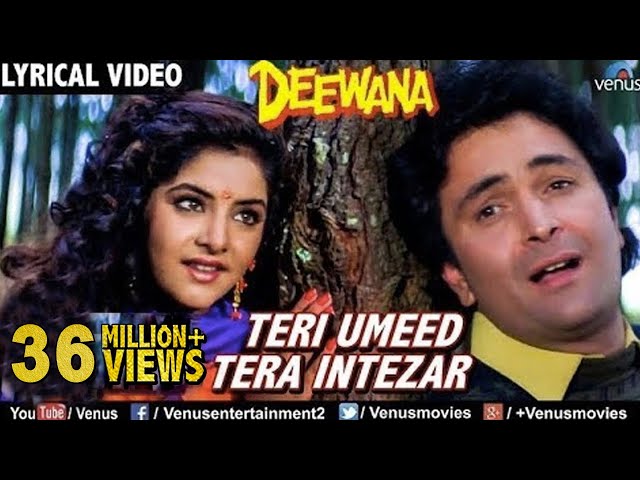 Teri Umeed Tera Intezar - LYRICAL VIDEO | Deewana | Rishi Kapoor, Divya Bharti | 90's Romantic Song class=