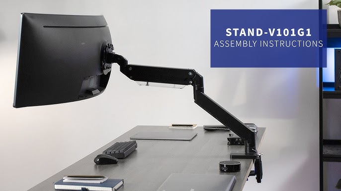 VIVO Single Monitor Height Adjustable Counterbalance Pneumatic Arm Desk  Mount Stand, Classic, Universal VESA Fits Screens up to 32 inches,  STAND-V001O