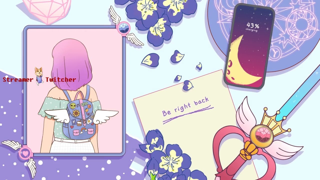 Purple Moon Girl | Animated Stream Overlays | Twitch Package | Twitch Stinger Transtition