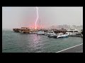 lightning hits a tree on doha qatar corniche