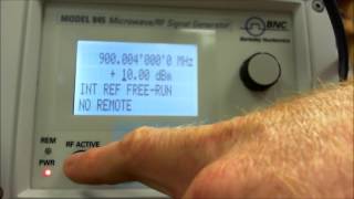 BNC Model 845, 20GHz RF Microwave Signal Generator Front Panel
20GHz Benchtop RF Microwave signal generator front panel overview. Compact, portable, with rechargeable battery. For more info visit: https://www.berkeleynucleonics.com/microwave-signal-generators
- 100 KHz up to 26 GHz
- Fraction of the size, weight, and cost of all competitors
- Internal rechargeable battery options
- Sealed, fan-less enclosure which can be used on the bench or out in the field
- Excellent power range from -90 dBm to +27 dBm
- LabVIEW, MATLAB® R2014b, C/C++ and SCPI Compliant
- Free tech support and software upgrades for the life of the instrument BNC Model 845, 20GHz RF Microwave Signal Generator Front Panel