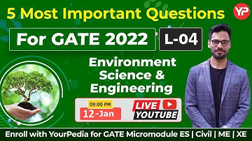 5 Most Important Questions of Env Science  for GATE 2022 | Lec 4 | GATE 2022 ES Free Videos