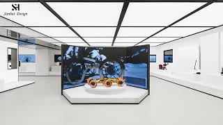 Futuristic art exhibition hall interior design