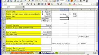 Excel Busn Math 47: Partial Invoice Payment w Discount
