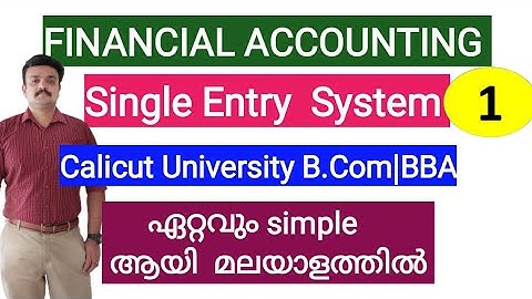 Financial Accounting Single Entry System Malayalam Calicut University