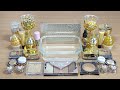 GOLD SLIME Mixing makeup and glitter into Clear Slime Satisfying Slime Videos