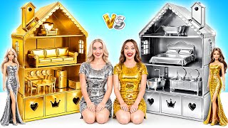 We Bouwen Een Geweldig Poppenhuis Goud vs Zilver Uitdaging | Geweldige Creatieve Uitdaging