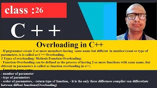 26 Overloading in C++ , Function Overloading zoom | C++ Programming Tutorial for beginners | cpp by tech fort 20 views 3 years ago 17 minutes