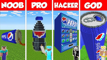 Minecraft Battle: NOOB vs PRO vs HACKER vs GOD: PEPSI COLA SODA HOUSE BUILD CHALLENGE / Animation